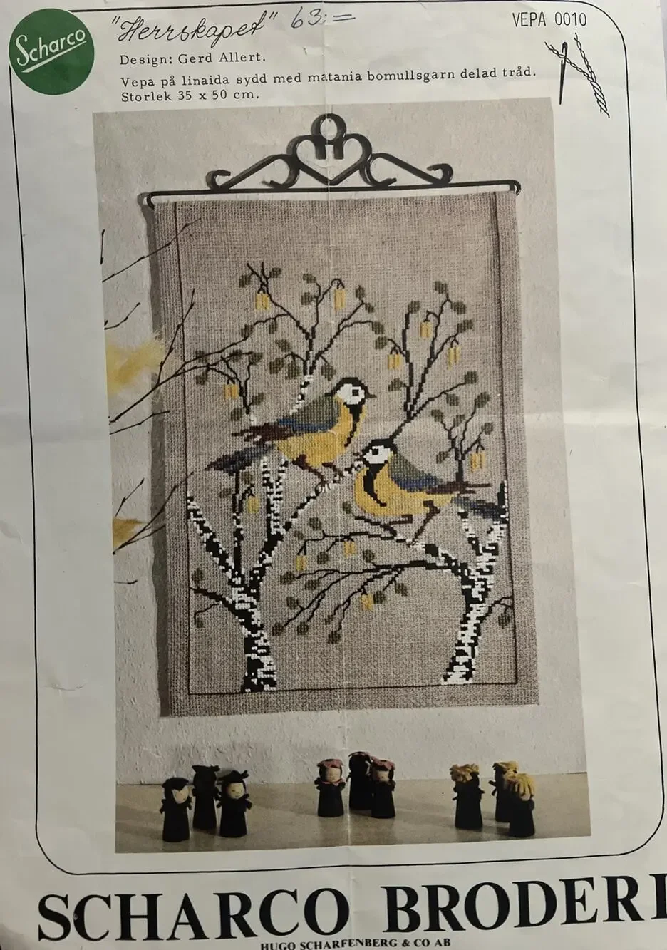 Rare Vintage Scharco Swedish Embroidery Bird Needlework Kit